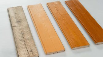 Altes, verwittertes und vergrautes Holz (li.) lässt sich mit dem ADLER Renoviersystem wieder wie neu gestalten.  | © ADLER
